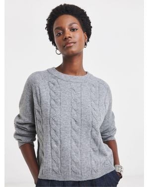 JD Williams Split Hem Cable Sweater - Gray