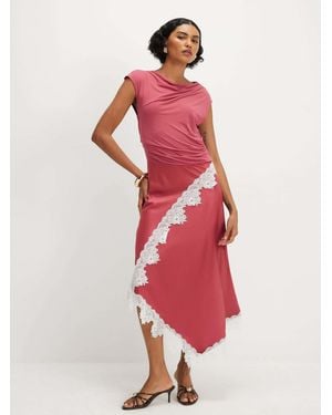 River Island Lace Hybrid Drape Maxi Dress - Red