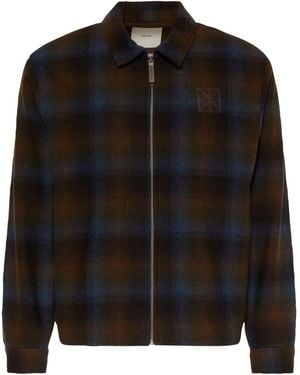 Calvin Klein Yarn Dyed Wool Blend Flannel Zip Jacket - Black