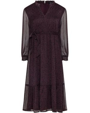 M Com Petite Ditsy Print Long Sleeve Ruffle Dress - Lila