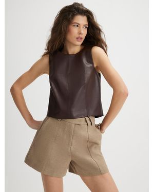 River Island River Island Faux Leather Sleeveless Shell Top - Brown