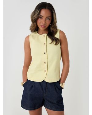 Threadbare Denim Button Up Top - Natural