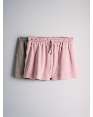 The Set 2 Pack Washed Sweat Shorts - Pink