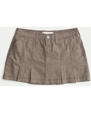 Hollister Low Rise Twill Pleated Mini Skirt - Braun