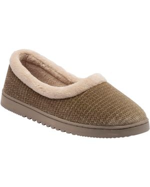 Dunlop Tan Fur Trim Full Ballerina Slippers - Brown