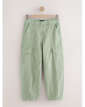 Next Khaki Barrel Leg Cargo Trousers - Green