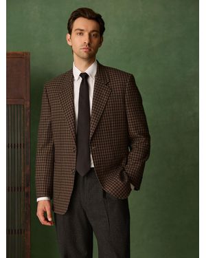 Next Relaxed Fit Archive Wool Blend Gingham Suit Jacket - Green