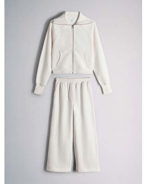 The Set Full Zip Through Sweat And Straight Leg Jogger Coord - Natural