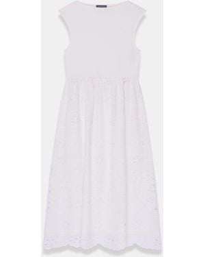 Mint Velvet Jersey Broderie Midi Dress - White