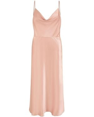 Yumi' Midikleid Aus Satin Mit Wasserfallausschnitt - Pink