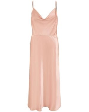 Yumi' Satin Cowl Neck Midi Dress - White