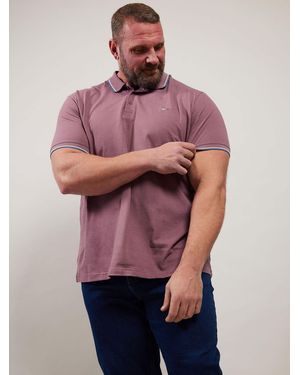 BadRhino Big & Tall Pique Tipped 100% Cotton Polo Shirt - Pink