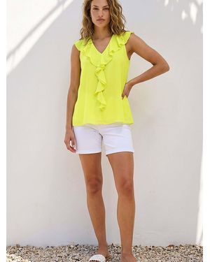 Roman Chiffon Ruffle Vest Top - Yellow