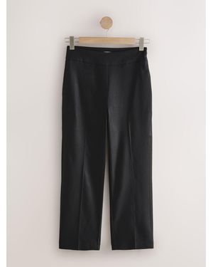 Next Cropped Slim Tailored Trousers With Linen - Black