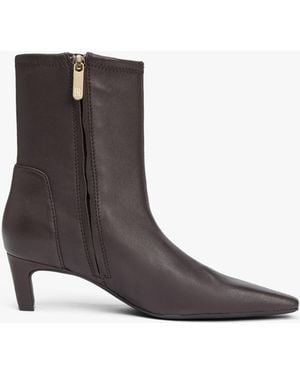 Tommy Hilfiger Monogram Plaque Leather Mid Boots - Brown
