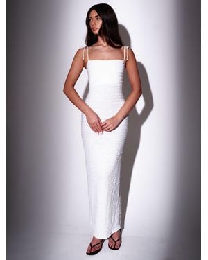 South Beach Bead Strap Detail Frill Bodycon Maxi Dress - White