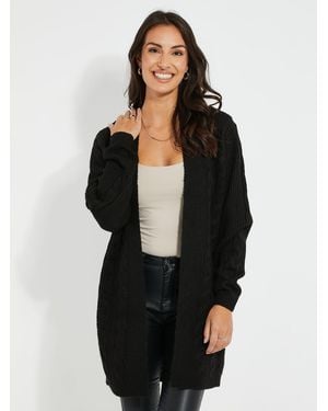 Threadbare Petite Cable Knit Cardigan - Black