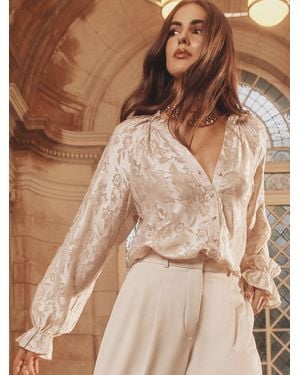 Lipsy Lurex Floral Burnout Blouse - Brown