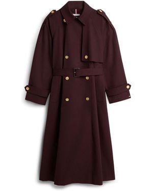 Tommy Hilfiger Water Repellent Twill Oversized Trench Coat - Red