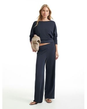 River Island Ribbed Soft Touch Pants - Blue