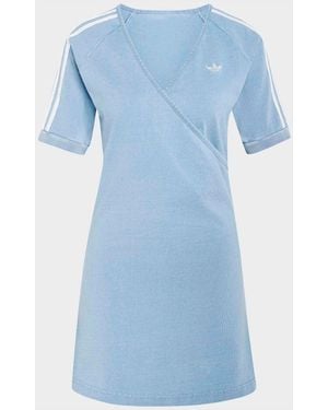 adidas Originals Light Denim Washed Denim Dress - Blue
