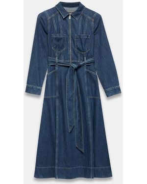 Mint Velvet Denim Midi Shirt Dress - Blue