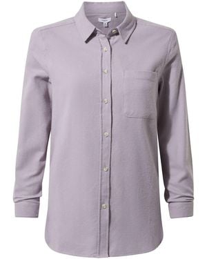 TOG24 Caswell Long Sleeve Cotton Herringbone Shirt - Purple