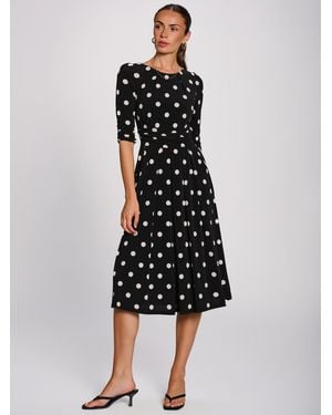 Jolie Moi 3/4 Sleeve Midi Swing Jersey Dress - Black