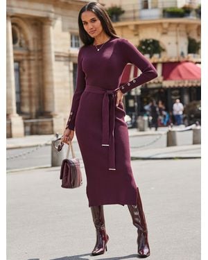 Sosandar Tie Waist Dress - Red