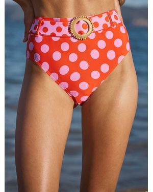 Love & Roses Tummy Control High Waisted Bikini Bottoms - Red