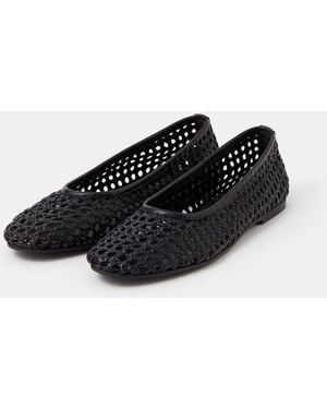 Accessorize Woven Leather Ballet Flats - Black