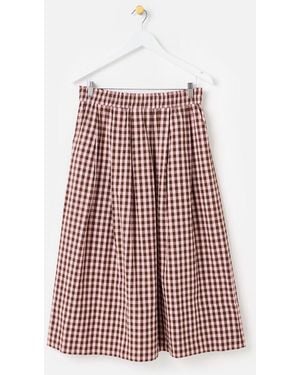Oliver Bonas Gingham Elasticated Waist Midi Skirt - Red