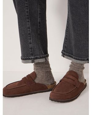 Hush Rune Suede Padded Mules - Brown