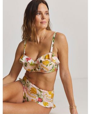 Figleaves Frill Bandeau Bikini Top - Natural