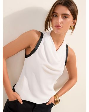 Friends Like These Friends Like These Smart Cowl Neck Tipped Sleeveless Blouse - Natural