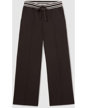 Reiss Premium Interlock Stripe-Waist Sweatpants - Black