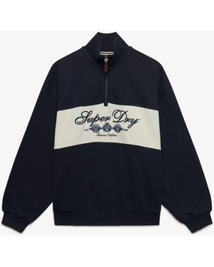 Superdry Ornate Script Half Zip Sweat Top - Blue