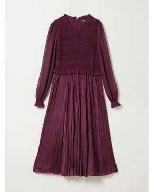 FatFace Fatface Eva Petite Pleated Midi Dress - Purple