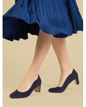 Jones Bootmaker Wide Fit Zoey Leather Court Shoes - Blue