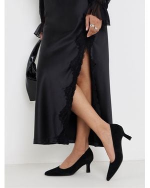 JD Williams Extra Wide Fit Pointed Toe Kitten Heel Shoes - Black