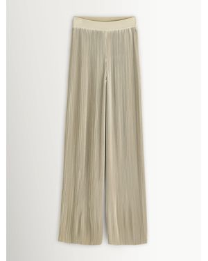 JOSEPH Amber Pleated Satin Chambray Trousers - Natural
