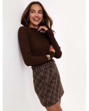 Threadbare Belted A-Line Mini Skirt - Brown