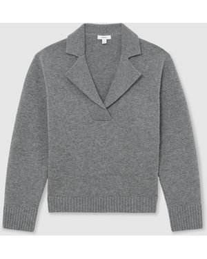 Reiss Wool-Cashmere Collared Knit Jumper - Grey