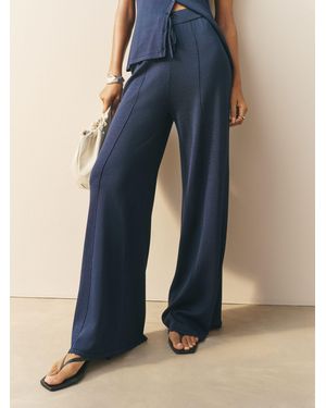 Nothing Ordinary Milano Knitted Drawstring Wide Leg Pants - Blue