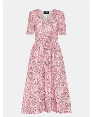 Whistles Leopard Print Cotton Midi Dress - Pink