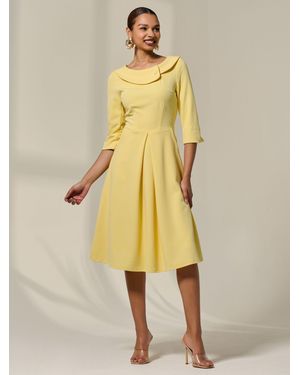 Jolie Moi Sloan 3/4 Sleeve Midi Dress - Yellow