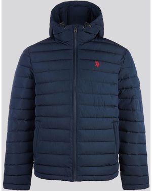 U.S. POLO ASSN. U. S. Polo Assn U. S. Polo Assn. Lightweight Quilt Hooded Puffer Jacket - Blue