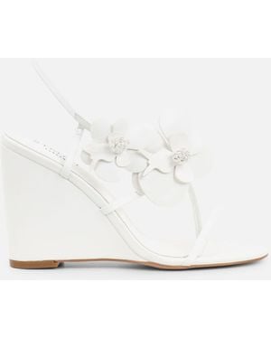 SIMMI Franny Flower Detail Wedge Heeled Sandals - White