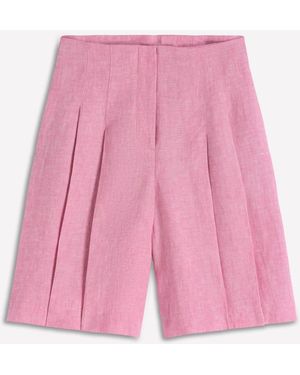 Boden Highbury Pleated Linen Shorts - Pink
