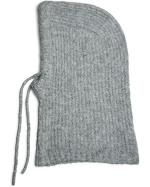 Pieces Knitted Balaclava Hooded Scarf - Gray